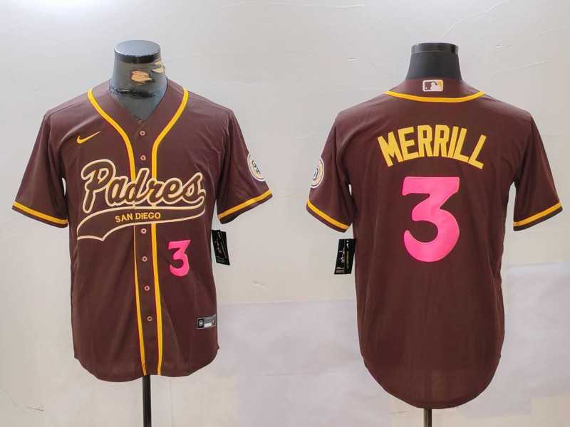Men%27s San Diego Padres #3 Jackson Merrill Brown Cool Base Stitched Baseball Jersey->san diego padres->MLB Jersey